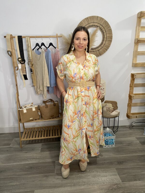 Vestido camisero hojas - Imagen 2