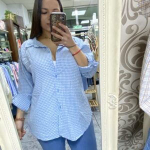 Camisa vichy celeste